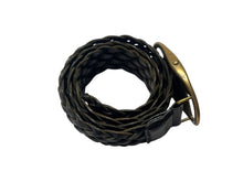 画像をギャラリービューアに読み込む, YVES SAINT LAURENT イヴサンローラン YSL ロゴ バックル ベルト ブラック レザー メッシュ 141516 ゴールド金具 小物 良品 中古 4b000533