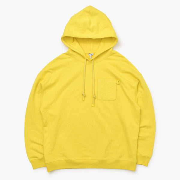 LOEWE アナグラム パッチ パーカー Leather Patch レザーパッチ Hoodie イエロー 美品 中古 4a000537