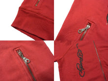 Load image into Gallery viewer, EdHardy エドハーディー スティッチデザイン ラブキルズスローリー パーカー レッド コットン サイズM 美品 中古 4b000597