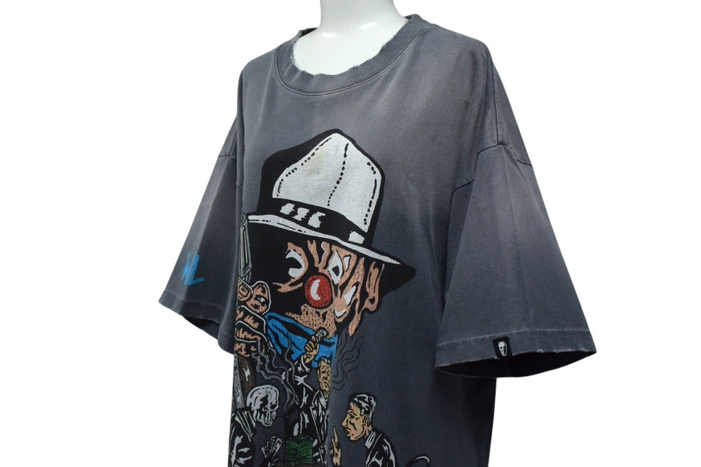 WARREN LOTAS ウォーレンロータス A Simple Plan 半袖Tシャツ サイズL ヴィンテージ加工 ブラック ピエロ ギャング 美品 中古 4b000659