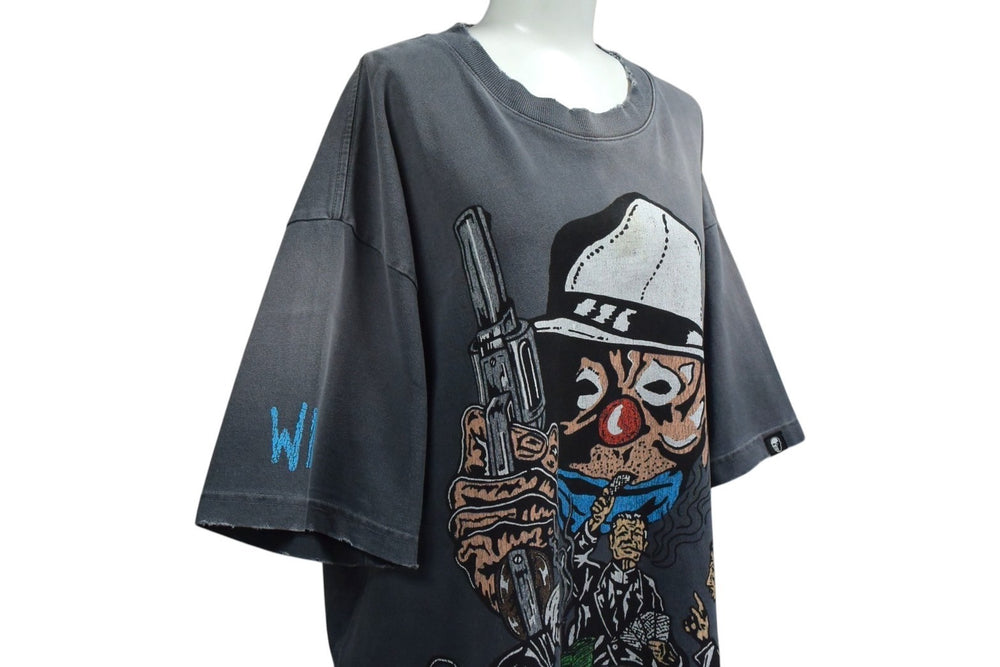 WARREN LOTAS ウォーレンロータス A Simple Plan 半袖Tシャツ サイズL ヴィンテージ加工 ブラック ピエロ ギャング 美品 中古 4b000659