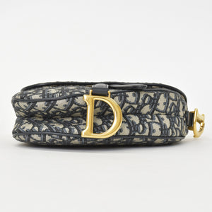 極美品 Christian Dior クリスチャンディオール サドルミニバッグ ハンドバッグ M0456CTZQ オブリーク ネイビー 中古 4a000720
