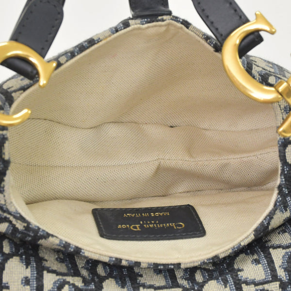 極美品 Christian Dior クリスチャンディオール サドルミニバッグ ハンドバッグ M0456CTZQ オブリーク ネイビー 中古 4a000720