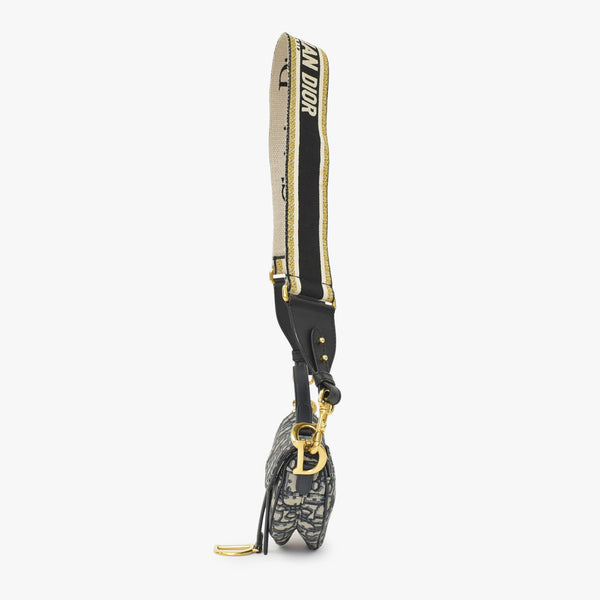 極美品 Christian Dior クリスチャンディオール サドルミニバッグ ハンドバッグ M0456CTZQ オブリーク ネイビー 中古 4a000720