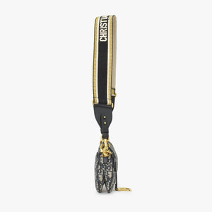極美品 Christian Dior クリスチャンディオール サドルミニバッグ ハンドバッグ M0456CTZQ オブリーク ネイビー 中古 4a000720