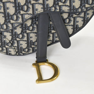 極美品 Christian Dior クリスチャンディオール サドルミニバッグ ハンドバッグ M0456CTZQ オブリーク ネイビー 中古 4a000720