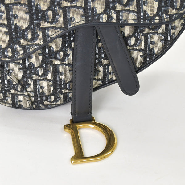 極美品 Christian Dior クリスチャンディオール サドルミニバッグ ハンドバッグ M0456CTZQ オブリーク ネイビー 中古 4a000720