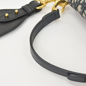 極美品 Christian Dior クリスチャンディオール サドルミニバッグ ハンドバッグ M0456CTZQ オブリーク ネイビー 中古 4a000720