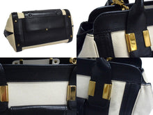 Load image into Gallery viewer, Chloe クロエ リトルアリス ハンドバッグ 2WAY ブラック アイボリー バイカラー レザー ゴールド金具 良品 中古 4b00722