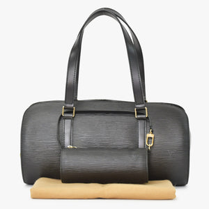 Very Good Condition LOUIS VUITTON Epi Souflo Handbag Leather Noir M52222 Epi Leather Gold Hardware Used 4a000744