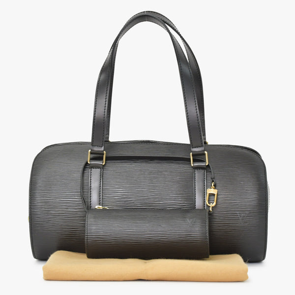 Very Good Condition LOUIS VUITTON Epi Souflo Handbag Leather Noir M52222 Epi Leather Gold Hardware Used 4a000744