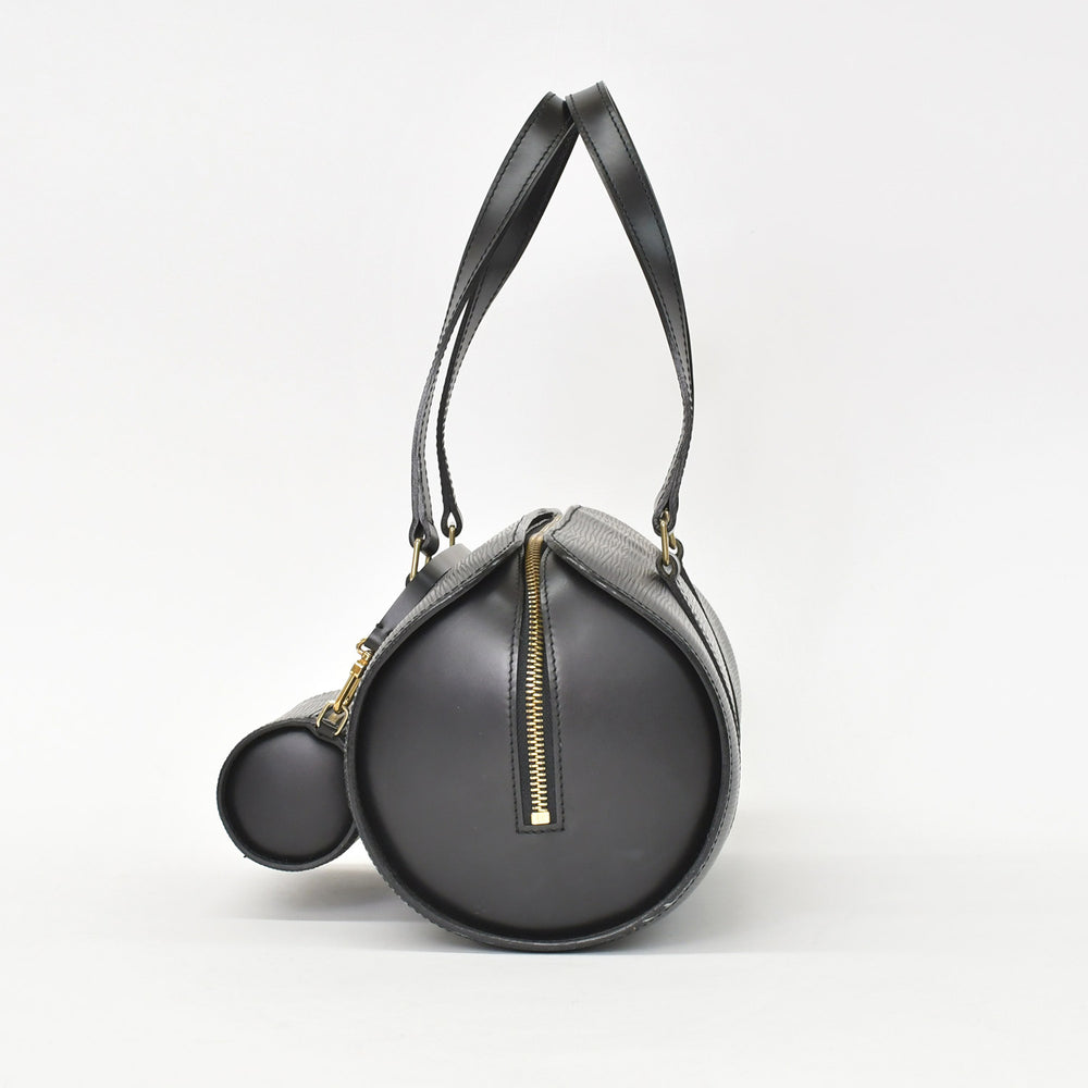 Very Good Condition LOUIS VUITTON Epi Souflo Handbag Leather Noir M52222 Epi Leather Gold Hardware Used 4a000744