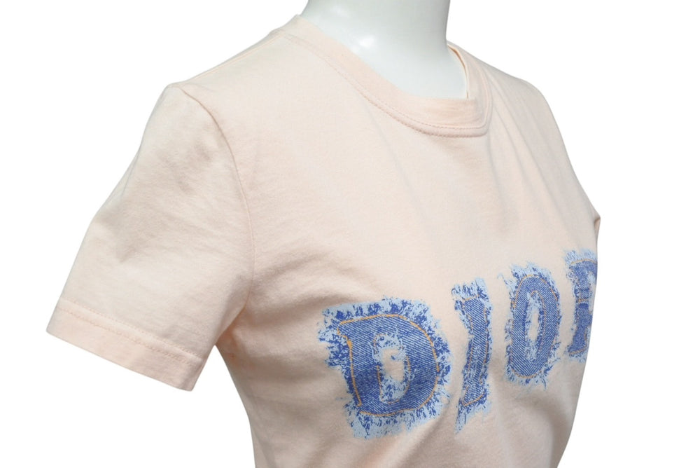 ChristianDior クリスチャンディオール 半袖Tシャツ 3P16155024 サイズ36 デニムロゴ プリント ピンク 美品 中古 4b000831