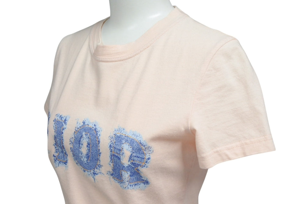 ChristianDior クリスチャンディオール 半袖Tシャツ 3P16155024 サイズ36 デニムロゴ プリント ピンク 美品 中古 4b000831