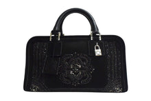 画像をギャラリービューアに読み込む, LOEWE ロエベ ビジュー アマソナ30 ハンドバッグ アナグラムロゴ スウェード レザー ブラック 黒 シルバー金具 美品 中古 4b000837