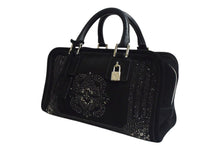 画像をギャラリービューアに読み込む, LOEWE ロエベ ビジュー アマソナ30 ハンドバッグ アナグラムロゴ スウェード レザー ブラック 黒 シルバー金具 美品 中古 4b000837