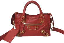 画像をギャラリービューアに読み込む, BALENCIAGA バレンシアガ ミニ シティ ハンドバッグ ショルダーバッグ 2WAY 390160 レザー レッド 美品 中古 4b000839