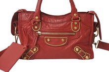 画像をギャラリービューアに読み込む, BALENCIAGA バレンシアガ ミニ シティ ハンドバッグ ショルダーバッグ 2WAY 390160 レザー レッド 美品 中古 4b000839