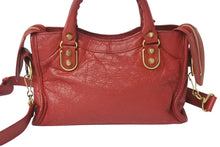 画像をギャラリービューアに読み込む, BALENCIAGA バレンシアガ ミニ シティ ハンドバッグ ショルダーバッグ 2WAY 390160 レザー レッド 美品 中古 4b000839