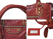 画像をギャラリービューアに読み込む, BALENCIAGA バレンシアガ ミニ シティ ハンドバッグ ショルダーバッグ 2WAY 390160 レザー レッド 美品 中古 4b000839