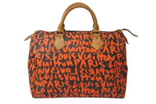 Load image into Gallery viewer, 極美品 LOUIS VUITTON ルイヴィトン スピーディ30 ボストンバッグ M93705 モノグラム グラフィティ オレンジ 中古 4b000874