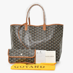 新品未使用 GOYARD ゴヤール サンルイPM バッグ トートバッグ STLOUIPMLTY01CL01P ブラウン PVC レザー 中古 4a000896