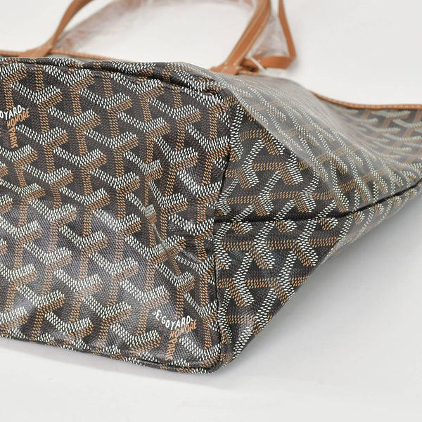 新品未使用 GOYARD ゴヤール サンルイPM バッグ トートバッグ STLOUIPMLTY01CL01P ブラウン PVC レザー 中古 4a000896