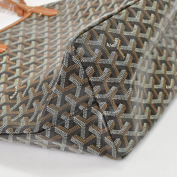 新品未使用 GOYARD ゴヤール サンルイPM バッグ トートバッグ STLOUIPMLTY01CL01P ブラウン PVC レザー 中古 4a000896