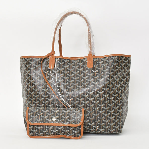 新品未使用 GOYARD ゴヤール サンルイPM バッグ トートバッグ STLOUIPMLTY01CL01P ブラウン PVC レザー 中古 4a000896