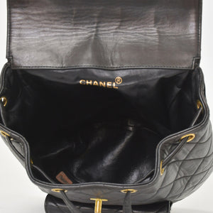 CHANEL Chanel Matelasse Backpack Rucksack A07205 Lambskin Coco Mark Black Vintage Gold Hardware Good Condition Used 4a000915