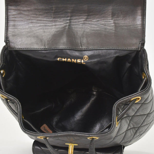 CHANEL Chanel Matelasse Backpack Rucksack A07205 Lambskin Coco Mark Black Vintage Gold Hardware Good Condition Used 4a000915