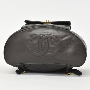 CHANEL Chanel Matelasse Backpack Rucksack A07205 Lambskin Coco Mark Black Vintage Gold Hardware Good Condition Used 4a000915