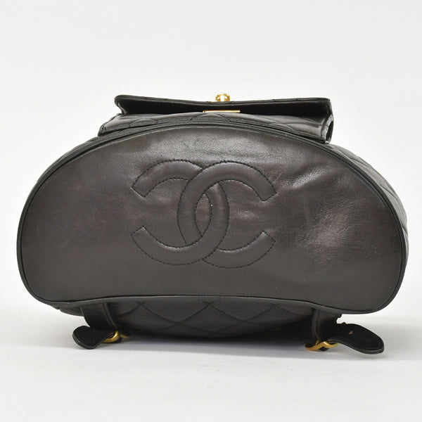 CHANEL Chanel Matelasse Backpack Rucksack A07205 Lambskin Coco Mark Black Vintage Gold Hardware Good Condition Used 4a000915