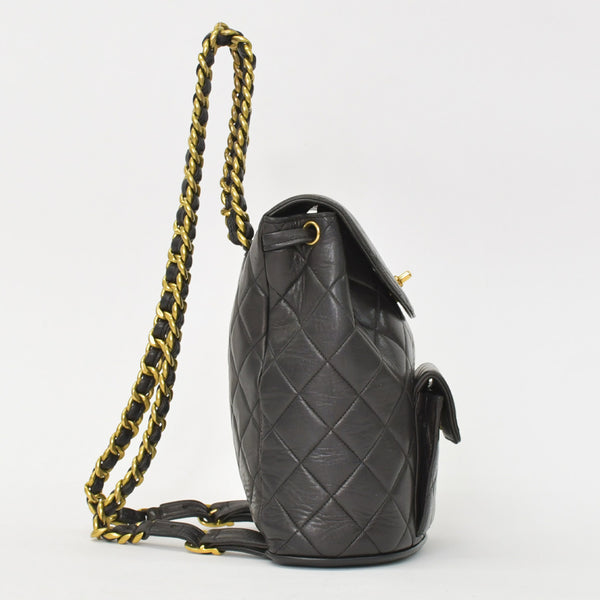 CHANEL Chanel Matelasse Backpack Rucksack A07205 Lambskin Coco Mark Black Vintage Gold Hardware Good Condition Used 4a000915