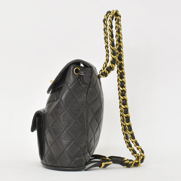 CHANEL Chanel Matelasse Backpack Rucksack A07205 Lambskin Coco Mark Black Vintage Gold Hardware Good Condition Used 4a000915