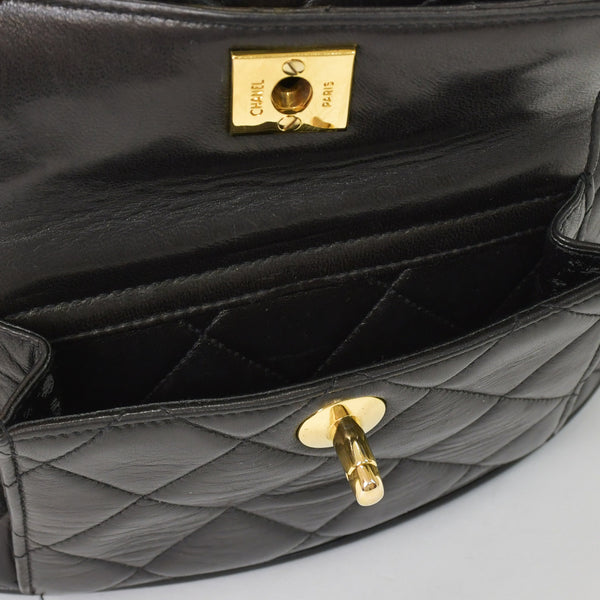 CHANEL Chanel Matelasse Backpack Rucksack A07205 Lambskin Coco Mark Black Vintage Gold Hardware Good Condition Used 4a000915