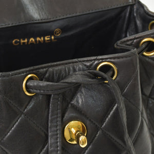 CHANEL Chanel Matelasse Backpack Rucksack A07205 Lambskin Coco Mark Black Vintage Gold Hardware Good Condition Used 4a000915