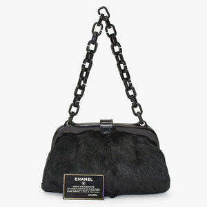CHANEL Plastic Chain One Shoulder Bag No. 10 Coco Mark Goat Fur Leather Plastic Black Good Condition Used 4a000927