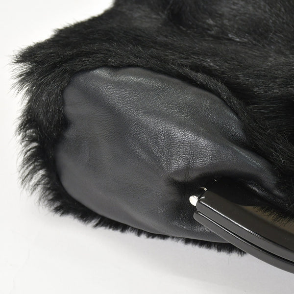CHANEL Plastic Chain One Shoulder Bag No. 10 Coco Mark Goat Fur Leather Plastic Black Good Condition Used 4a000927