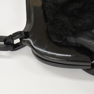 CHANEL Plastic Chain One Shoulder Bag No. 10 Coco Mark Goat Fur Leather Plastic Black Good Condition Used 4a000927