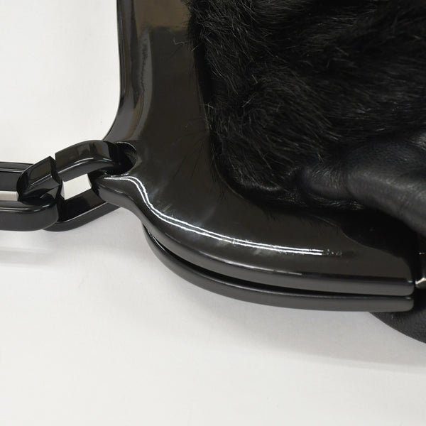 CHANEL Plastic Chain One Shoulder Bag No. 10 Coco Mark Goat Fur Leather Plastic Black Good Condition Used 4a000927