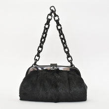 画像をギャラリービューアに読み込む, CHANEL シャネル プラチェーンワンショルダーバッグ 10番台 ココマーク ゴートファー レザー プラスチック ブラック 美品 中古 4a000927