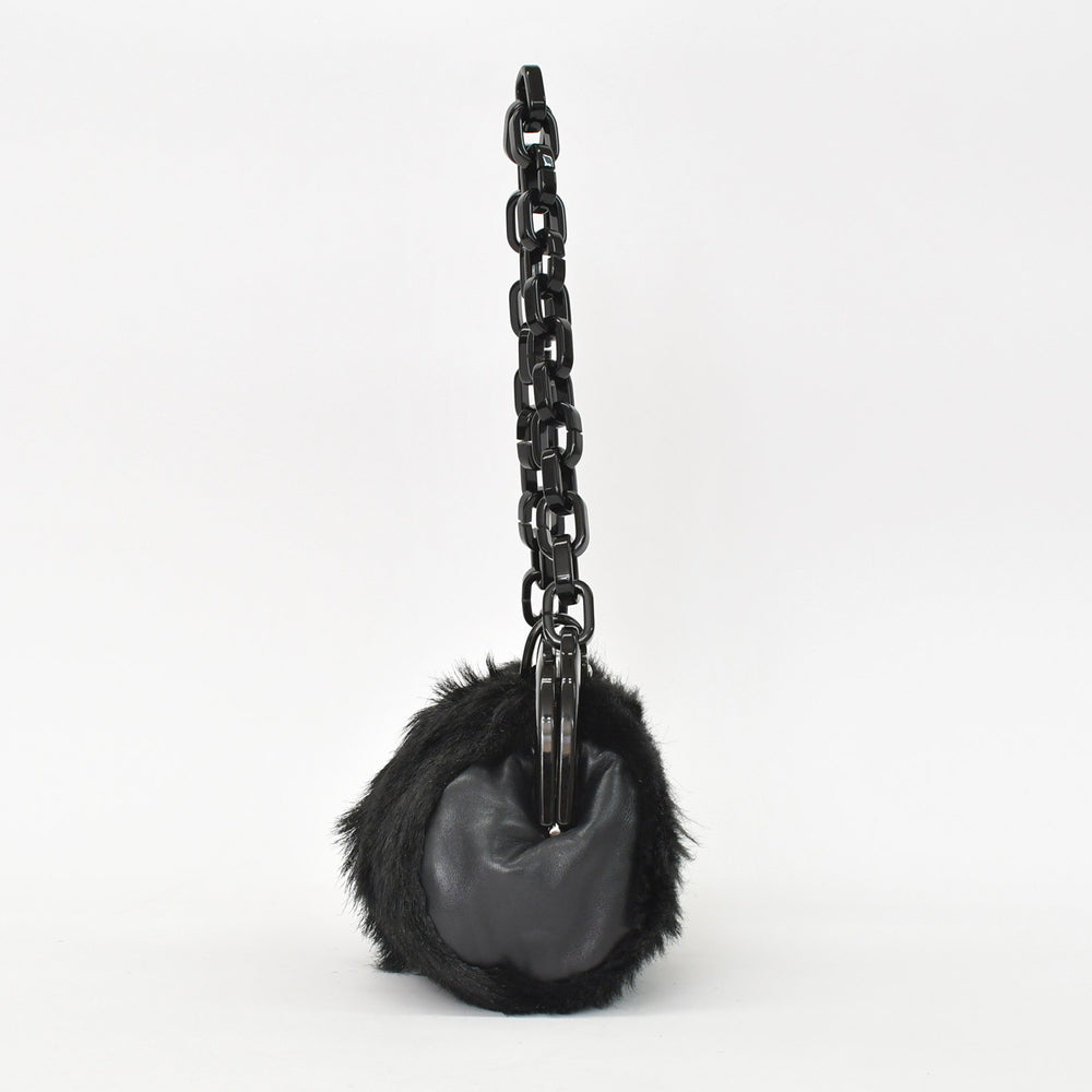 CHANEL Plastic Chain One Shoulder Bag No. 10 Coco Mark Goat Fur Leather Plastic Black Good Condition Used 4a000927