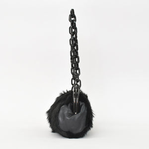 CHANEL Plastic Chain One Shoulder Bag No. 10 Coco Mark Goat Fur Leather Plastic Black Good Condition Used 4a000927