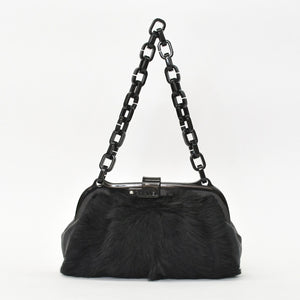 CHANEL Plastic Chain One Shoulder Bag No. 10 Coco Mark Goat Fur Leather Plastic Black Good Condition Used 4a000927