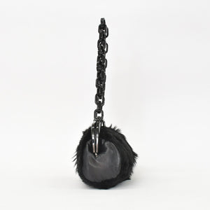 CHANEL Plastic Chain One Shoulder Bag No. 10 Coco Mark Goat Fur Leather Plastic Black Good Condition Used 4a000927