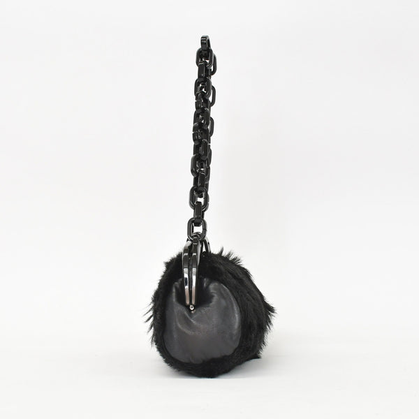 CHANEL Plastic Chain One Shoulder Bag No. 10 Coco Mark Goat Fur Leather Plastic Black Good Condition Used 4a000927