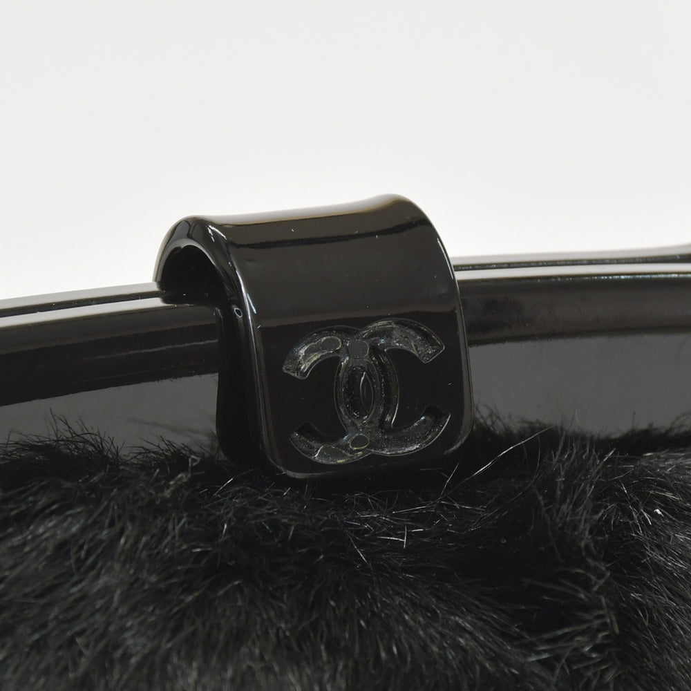 CHANEL Plastic Chain One Shoulder Bag No. 10 Coco Mark Goat Fur Leather Plastic Black Good Condition Used 4a000927
