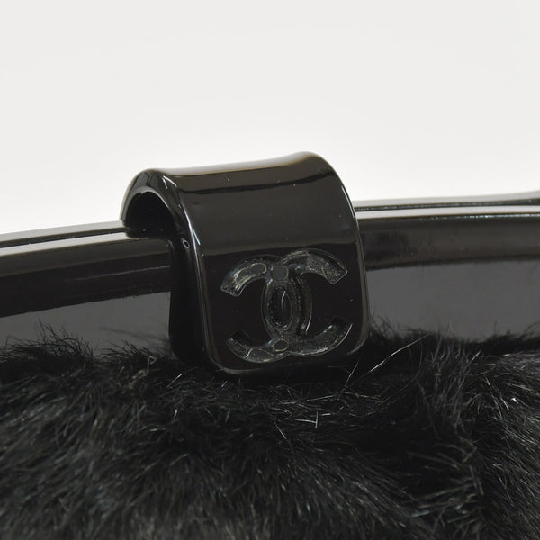 CHANEL Plastic Chain One Shoulder Bag No. 10 Coco Mark Goat Fur Leather Plastic Black Good Condition Used 4a000927