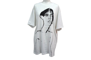 LOEWE Short sleeve T-shirt H6299520CR Size M 19FW Drawing motif print White Black Cotton Good condition Used 4b000939